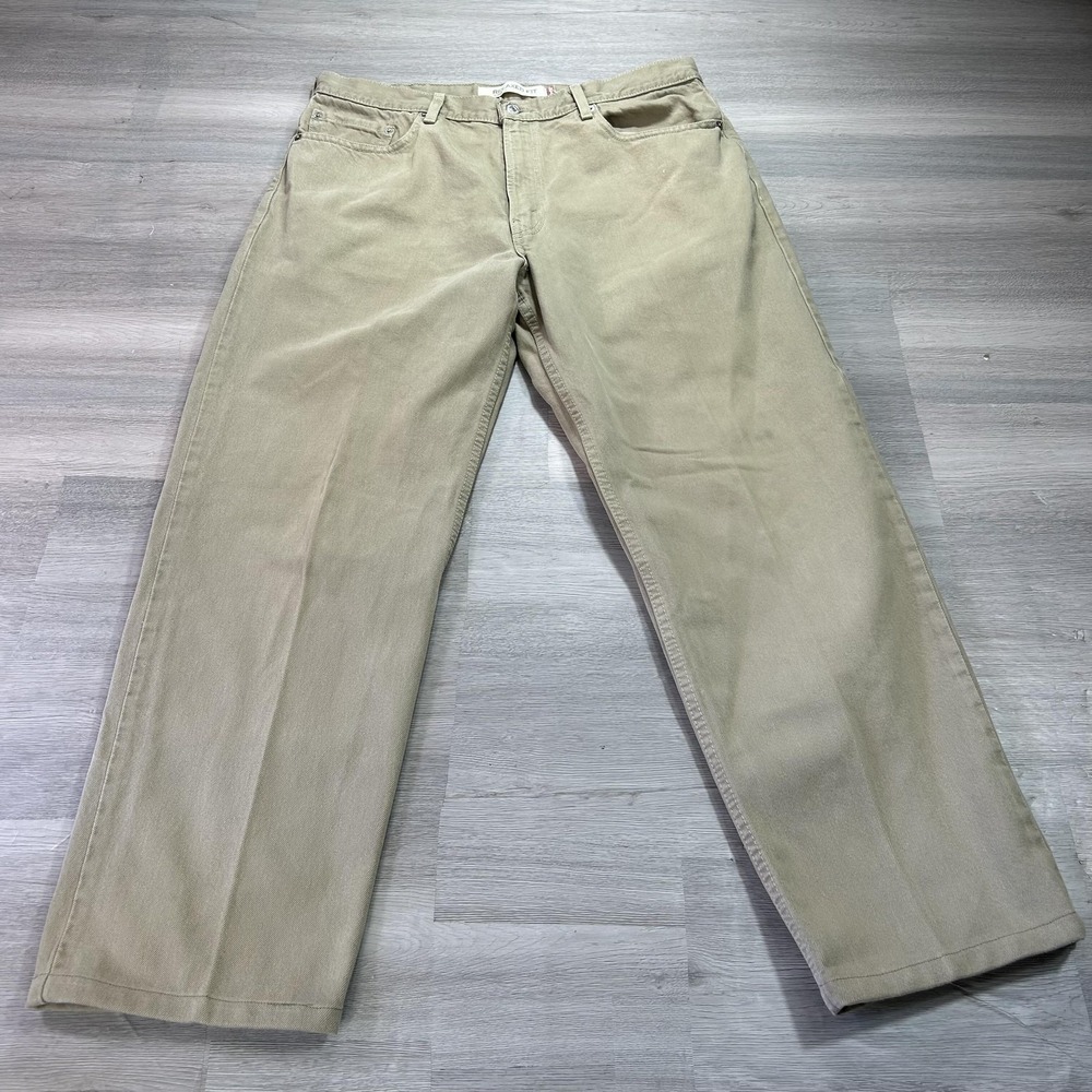 Levis 550 Relaxed Jeans Mens 38x30 Beige Tapered 100% Cotton‎ Denim Light Wash